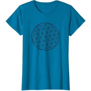Lebensblume Heilige Geometrie Blume des Lebens Glücksbringer T-Shirt, Damen, Saphir, M