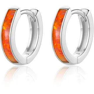 CERSLIMO Opal Ohrringe Orange/Weiß/Blau/Pink/Grün Opal Creolen Silber 925 10mm Schmuck Geschenke für Damen Frauen Mädchen