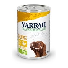 6x405g Bucățele de pui cu urzici & roșii bio Yarrah Bio hrană câini