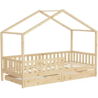 ML-Design Hausbett 90 x 200 cm Kiefer naturbelassen beige