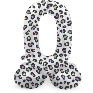 Folat 64740 Luftballon Geburtstag Stehender Ziffer Zahl 0 Bright Panther Weiß 41 cm - Decoration Geburtstagdeko, Ballon Zahl, Kein Helium erforderlich