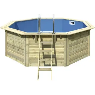 Aufstellpool Holzpool-Set Karibu X1 achteckig Ø 432,5x124 cm inkl. Bodenschutzvl