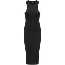 Bild Damen Figurbetontes Bodycon-Kleid Geripptes Midi Dress Ärmellos, Farben:Schwarz, Größe:XL