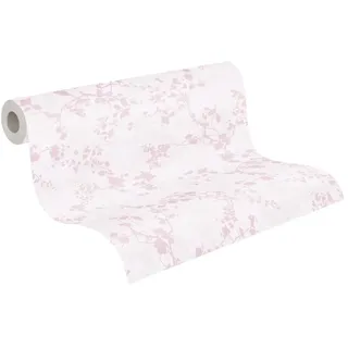 ascreation A.S. Création Kinderzimmer-Tapete Lilly & Luis - Strapazierfähige Vliestapete in Äste-Optik - 10,05 m x 0,53 m - Creme, Rosa - Made in Germany – 770791