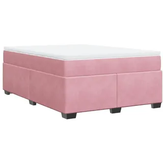 vidaXL Boxspringbett mit Matratze Rosa 140x190 cm Samt - Rosa
