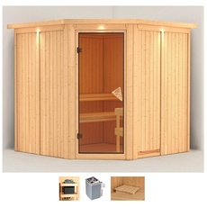 Bild von Sauna »Jarla«, (Set), 9-kW-Ofen mit integrierter Steuerung, beige