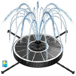 Solar Springbrunnen 3 Sprühhöheneinstellungen, Yzert 3.5W Solar Teichpumpe mit 2000mAh Batterie, 7 Effekte & 4 Rotierende Stäbe Solar Wasserpumpe, Solar Schwimmender Solarpumpe für Vogel-Bad (Weiß)
