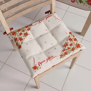 PETTI Artigiani Italiani – Weihnachts-Küchenstuhlkissen, 6er-Set, weihnachtliche Stuhlhussen aus Mikrofaser mit Bändern, 100% Made in Italy