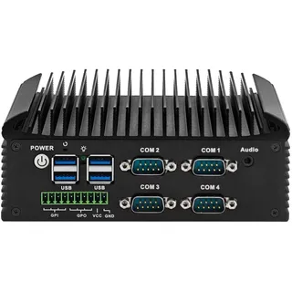 ROUAFWIT Lüfterlos PC N150(4C/4T) Industrie Mini PC, 4RS232 COM,2RJ45 LAN, 2HD+VGA Triple Display, 6USB, GPIO, WiFi, BT,SIM, Industrial Fanless Embedded PC DDR4 8GB RAM 256GB SSD