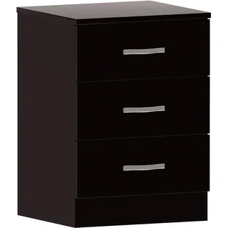 Vida Designs schwarz Nachttisch Schublade, Nachttisch, 3 Schubladen, Nachttisch, Metall Griffe & Läufer