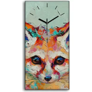 Dekor Leinwand Uhr Wandbilder 30x60 Gemälde Abstrakte Kunst Tier Fuchs - schwarze Hände