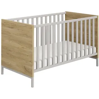 Paidi Gitterbett , Eichefarben, Hellgrau , Holzwerkstoff , 85.2x76.6x144.6 cm , Blauer Engel, Goldenes M , höhenverstellbar, Aufbauanleitung im Karton, Lattenrost inklusive, Schlupfsprossen , Babymöbel & Kindermöbel, Babyzimmer, Babybetten, Gitterbetten