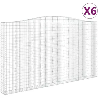 vidaXL Gabionen mit Hochbogen 6 Stk. 400x30x220/240cm Verzinktes Eisen - Silber
