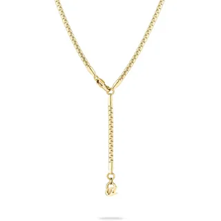 Echtzeit Halskette The Y-Sleek - 56 cm, gold - Edelstahl-Kette im modernen Y-Design & 14 Karat Vergoldung - wasserfester & hautfreundlicher Schmuck - Geschenk für Damen