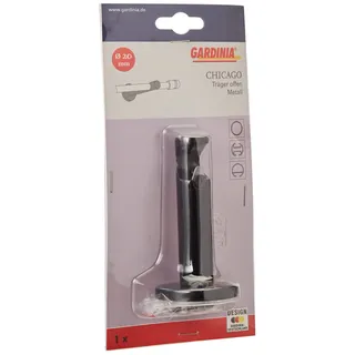 GARDINIA Träger mit Metallmontageplatte für Gardinenstange, 1-läufig, offen Inkl. aller Montage-Teile, Serie Chicago Ø 20 mm, Schwarz