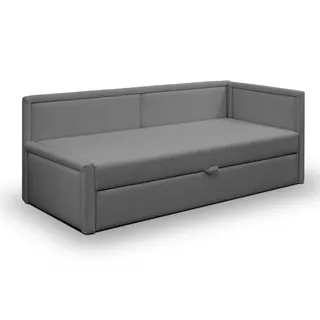 Selsey Polsterbett 91 x 205 cm Schlaffläche 82 x 189 cm Gepolstertes Bett Tagesbett Sofabett Jugendbett Robuster Stoff T30 Schaumstoff Ausziehbar Dunkelgrau Caprili