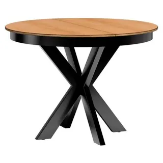 Masseno Ausziehbar Esstisch CARINI 110 - 150 cm x 110 cm Rund Tisch für Wohnzimmer, Küche, Eichefarben - Braun