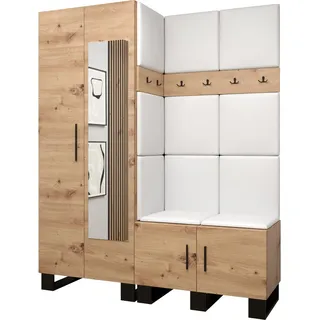 Garderobe ARTIN Set 14 mit gepolsterten Paneelen Industrial Design - Weiß
