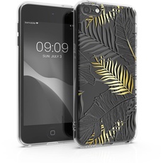 kwmobile Hülle kompatibel mit Apple iPod Touch 6G / 7G (6. und 7.Generation) - Silikon Backcover Schutzhülle - Cover Case Dschungel Gold Grau Transparent