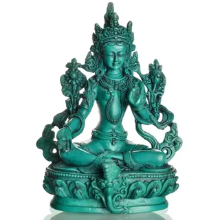 BUDDHAFIGUREN Grüne Tara 15 cm türkis Resin Buddhastatue Buddha Dekoration