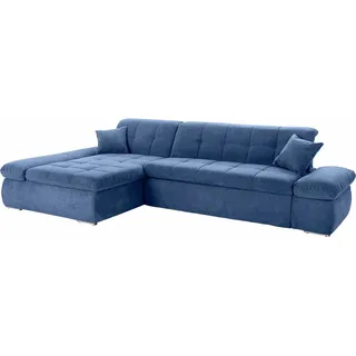 DOMO collection Ecksofa »NMoric XXL, B/T/H: 300/172/80cm, L-Form« wahlweise mit Bettfunktion und Armlehnverstellung, blau