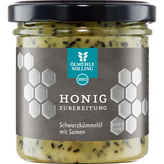 Ölmühle Solling Honigzubereitung mit Schwarzkümmelsamen und gefiltertem Schwarzkümmelöl Honig 180 g
