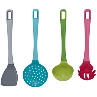 Empava Küchenhelfer Set of 4 - (Pfannenwender, Suppenkelle, Schaumlöffel, Spaghettilöffel) küchenutensilien, Pfannenwender Kunstoff, Schöpfkelle, Schaumkelle, Spaghetti Löffel, küchenhelfer