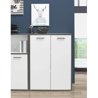 Forte "Keflav", weiß (weiß, uni wolfram grau), B:84,5cm H:115,1cm T:41,5cm, Spanplatte, Sideboards, Kommode, Breite 84,5 cm