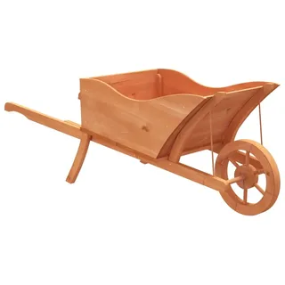 Pflanzgefäß Schubkarre-Design 128x45,5x43 cm Massivholz Tanne - Braun, Bunt