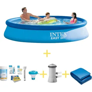Intex Easy Set Pool - 366 x 76 cm - Inklusive WAYS Wartungspaket, Filterpumpe & Bodenplane - Blau
