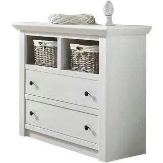 Furn.Design Kommode Pinie weiß Landhaus 105 x90 cm, 2 Fächer und 2 Schubkästen , Weiß , Holzwerkstoff , Nachbildung,Pinie , Uni , Sockel , 105x90x45 cm , Kleinmöbel, Kommoden, Kommoden