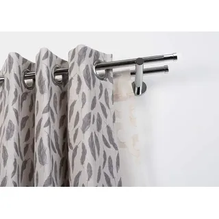 InCasa Doppelte Gardinenstange Ø 20 mm ohne Ringe, Länge: 260 cm, Chromstahl glaenzend – komplett