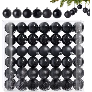 42 Stück Kleine Weihnachtskugeln Schwarz 6 Verschiedene Design Kunststoff Christbaumkugeln 3 cm Mini Weihnachtskugeln Plastik Christbaumkugeln Tannenbaum Weihnachtsbaumschmuck Kugeln