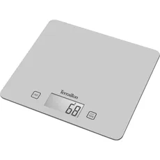 Terraillon – T1040 SILBER – Küchenwaage digitale - Große Glasplatte – Tara - Flüssigumwandlung – Abschaltautomatik - Wägebereich max. 5 kg - Silber