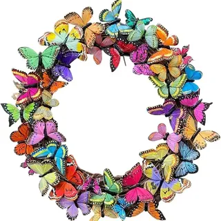 Osterkranz Ostern Schmetterlin Frühling mit Blumenkranz- Dekorativer Tisch-Kranz Osterdekoration Dekorativer Türkranz mit Aufhänger (Schmetterlingskranz,10 cm)