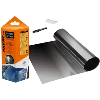 FoliaTec SUNVISOR Reflex Blendstreifen Tönungsfolie Sonnenkeil Windschutzscheibe Folie mit stylischer Farbverlauf, schwarz, 20 x 150 cm