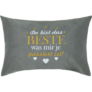 EXPRESS-STICKEREI Dekokissen mit Spruch Du bist das Beste was Mir je passiert ist Geschenk für Valentinstag Jahrestag | Hochzeit Kissen mit Füllung Zierkissen Sofakissen | 40x60cm | schwarz