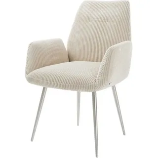 DeLife Esszimmerstuhl Zoa-Flex Cord beige 4-Fuß konisch Edelstahl