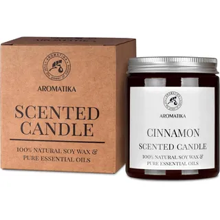 Duftkerze Zimt 150 g - 100% Reines Ätherisches Zimtöl - Aroma Kerze Natürlich - Duftkerze für Hause - Wunderschöner Intensiver Duft - Aromatherapie - Idee für Geburtstag - Weihnachten