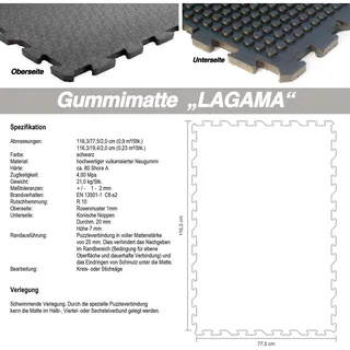 etm KARAT Stallmatte aus Gummi Lagama Wasserbeständig Glatt Bedruckte Oberseite 120 x 80 cm