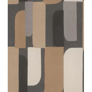 Rasch Textil Vliestapete Geo-Muster 10 m x 0,53 m 330533 Braun/Grau/Creme-weiß
