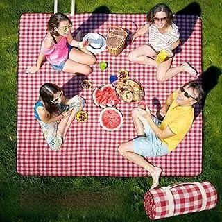 Picknickdecke Outdoor Extra Groß - 203 x 203 cm, tragbare wasserdichte Picknickdecke, maschinenwaschbare, 3-lagige Faltbare Picknickmatte mit sandabweisender Rückseite (Rot)