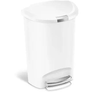 simplehuman 50 Liter halbrund Treteimer, Mülleimer Küche, weißer Kunststoff, CW1356