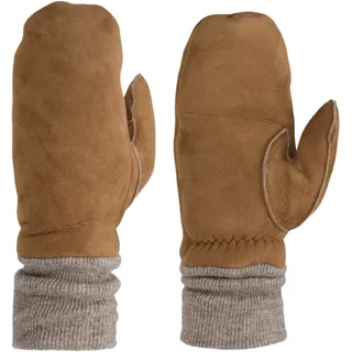 Lederhandschuhe PEARLWOOD "CROWE", Herren, Gr. 9.5, braun (tobacco), Materialmix, unifarben, Handschuhe Lederhandschuhe, Fausthandschuh, Strickbündchen, warm gefüttert