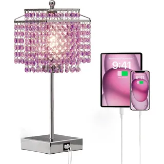 Touch-Tischlampe mit 3 Helligkeitsstufen USB C + A-Anschlüsse Lila