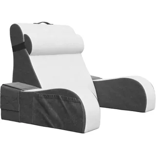 Kölbs Keil-Lesekissen, Rückenkissen für Bett sitzend, Kissen mit Armen für TV Buch Gaming Schlafsaal, Rückenlehne (Grau/Weiß, Standard)