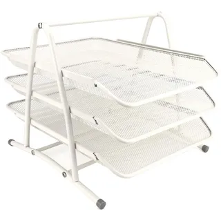 Leviatan Metall Ablage Ablagefächer | Büro Organizer Schreibtisch | Schubladen für Dokumente | 3 Schubfächer Briefablage Dokumentenablage A4 Organizer Mesh | Ordnungssystem für Büro, Perlmuttfarbe