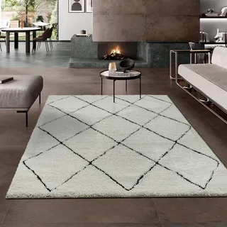 The CarPET Bahar Shaggyteppich 80 x 150 cm Beige/Schwarz