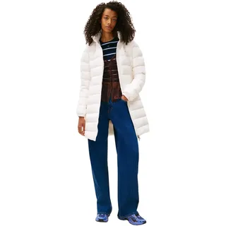 Tommy Hilfiger Tommy Jeans Steppmantel »TJW Essential Hooded Down Coat mit Fellimitat, Logostickerei, beige