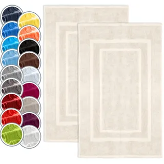NatureMark 2er Pack Badvorleger Badematte | Premium Qualität | 100% Baumwolle | 50 x 80 cm | Duschvorleger Duschmatte Doppelpack | Farbe: Natur/Creme